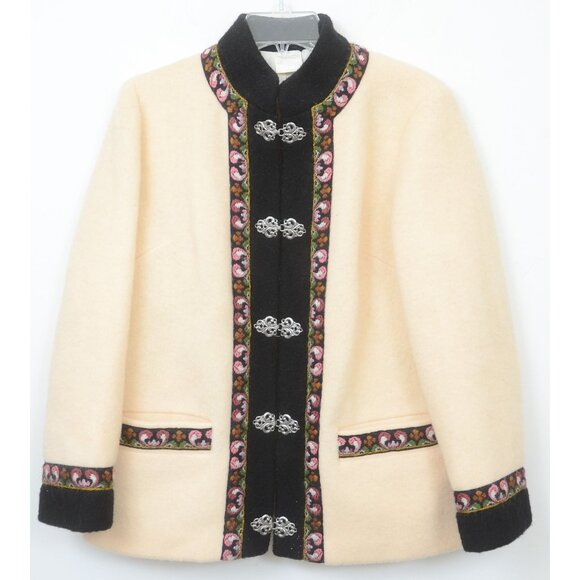 A.S. Evebofoss Norway Vintage Pure New Wool Jacket Coat Silver Clasps Women's 40 - Picture 1 of 16
